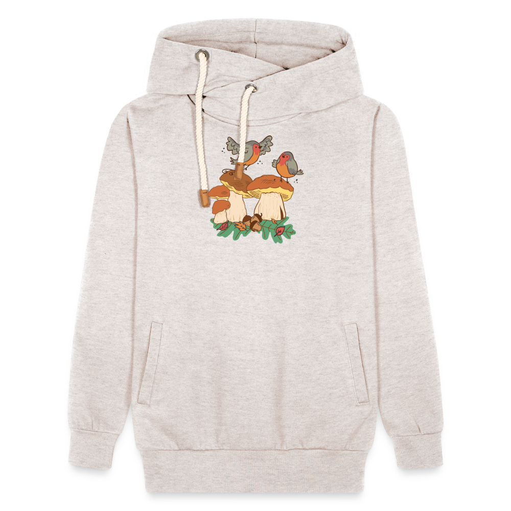 Unisex Schalkragen Hoodie - Beige meliert