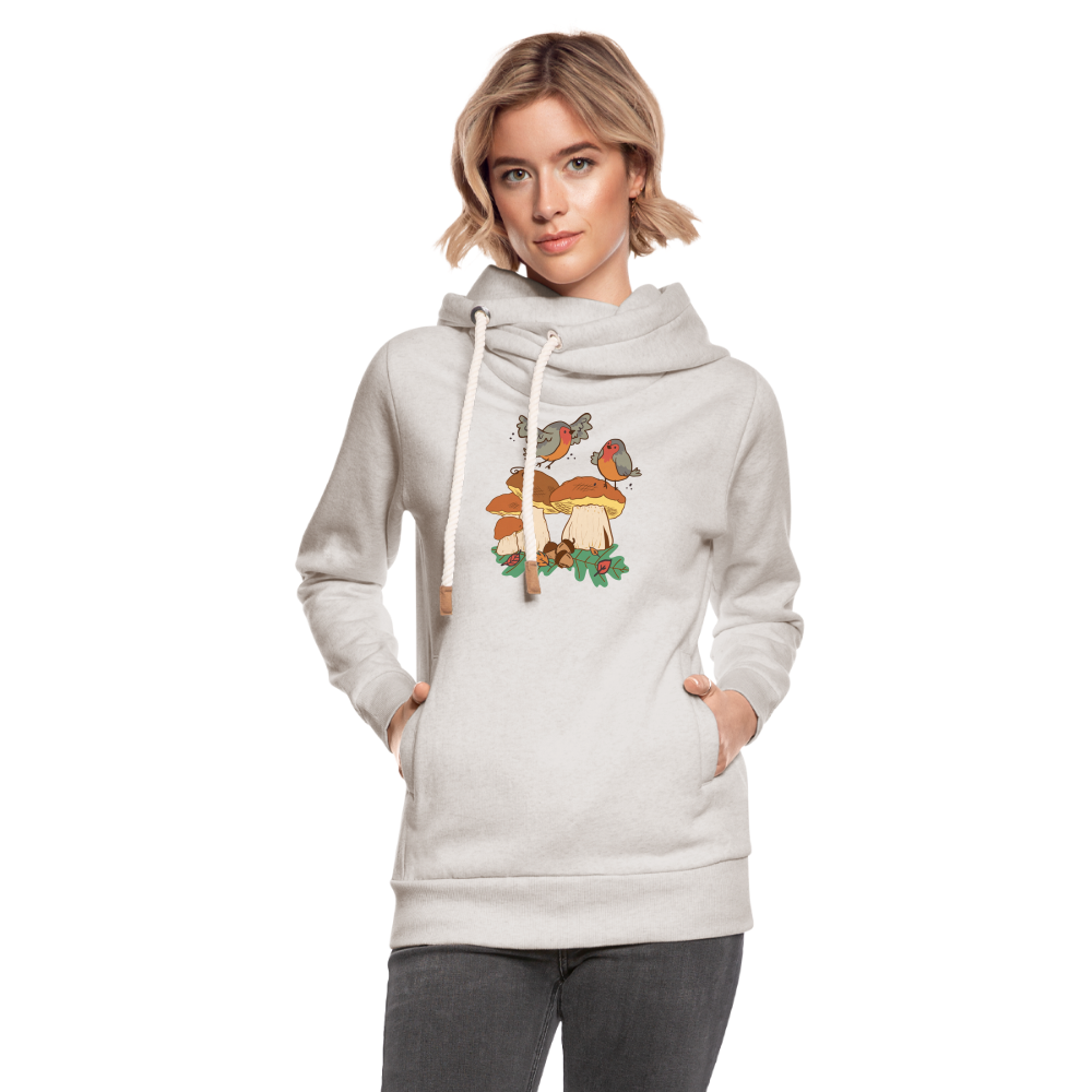 Unisex Schalkragen Hoodie - Beige meliert