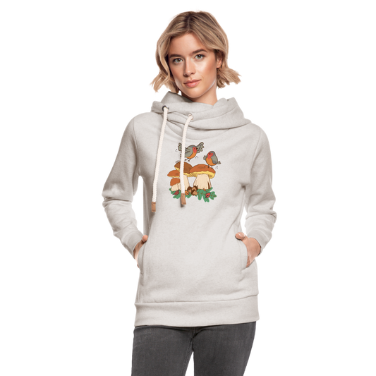 Unisex Schalkragen Hoodie - Beige meliert