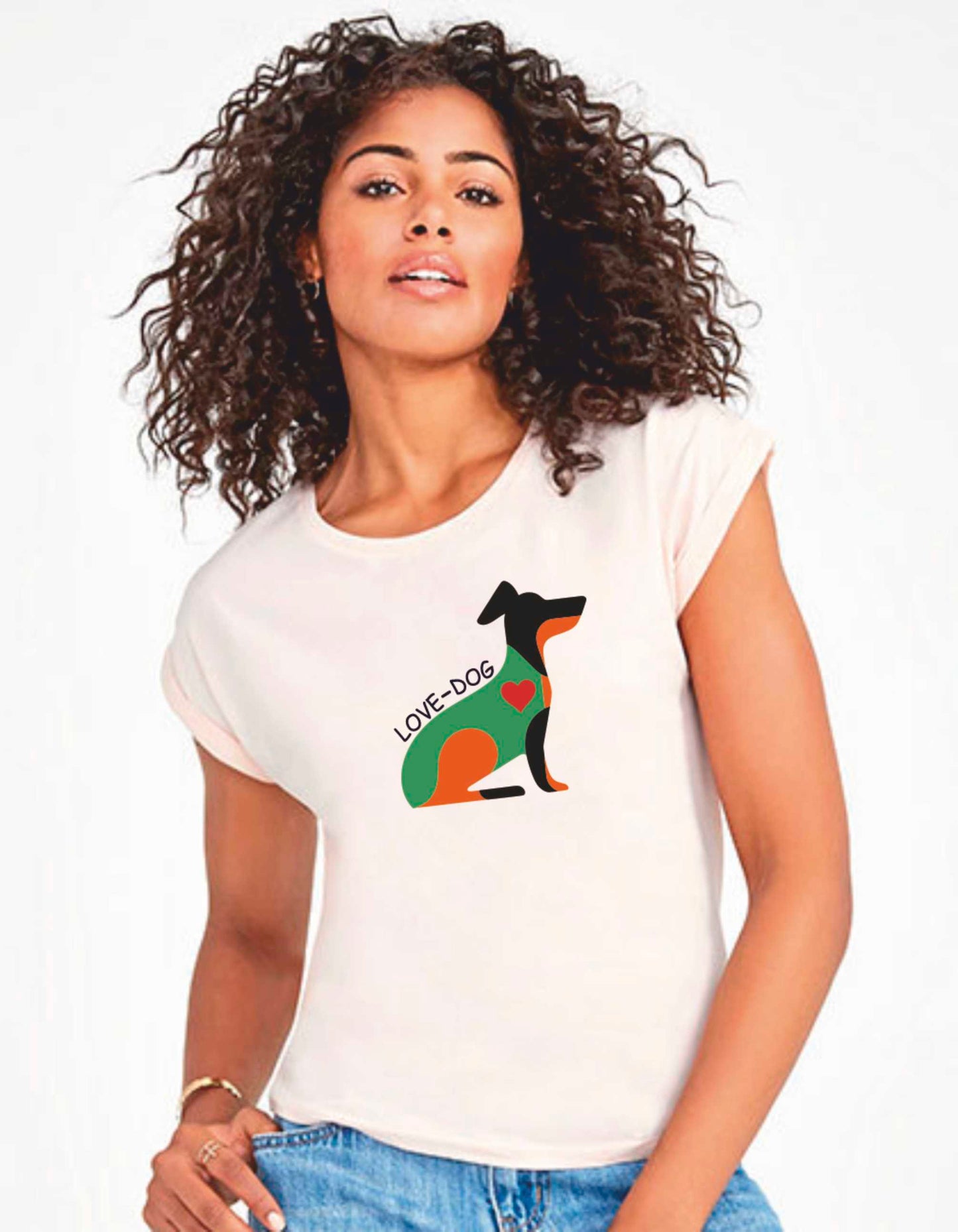 Love-Dog Dackel Shirt für Damen von Karls Kunsthaus – Baumwolle, S-XL, in Weiß und Schwarz