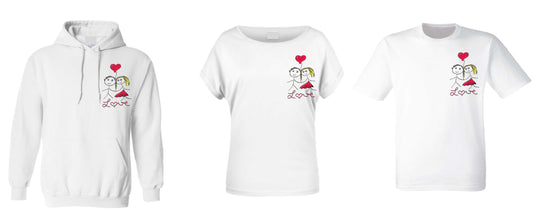 personalisierte Love Shirts und Hoody´s mit Strichmännchen Pefekt für den Valentinstag